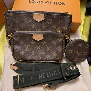Pre-Loved LV Multi Pochette khaki Strap